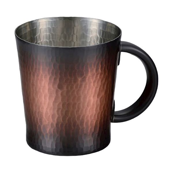 新光金属 純銅赤銅仕上げ手打ち鎚目マグカップ（大） BR-102