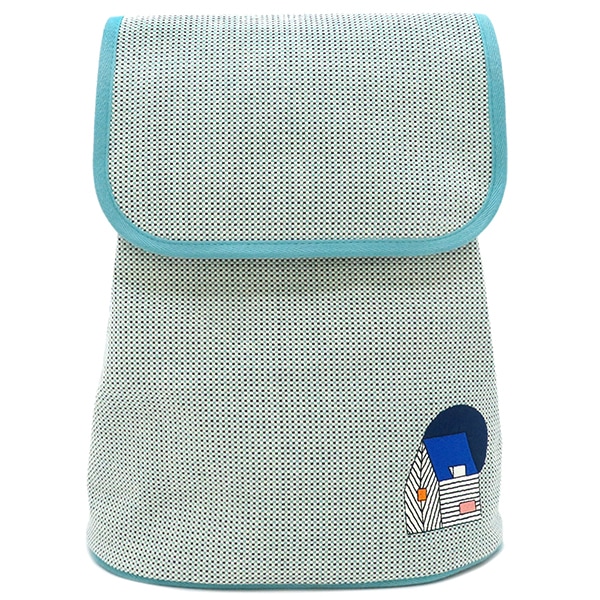 エルメス HERMES リュック・デイパック レ キャバン バックパック コットン マリン×ミント シルバー金具 子供用 キッズ トワルH トリコロール 【中古】