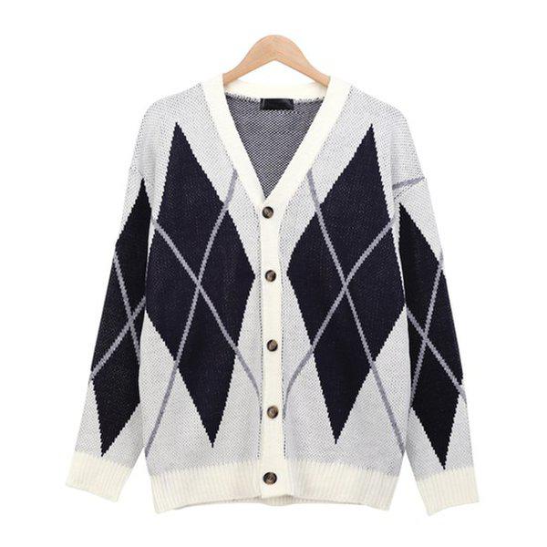カーディガン STS041 3COLOR 男女共用 Vネック ルーズフィット 長袖 ニットカーディガン
