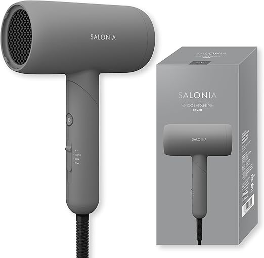 SALONIA スムースシャイン ドライヤー 大風量 速乾 軽量 ヘアドライヤー グレー