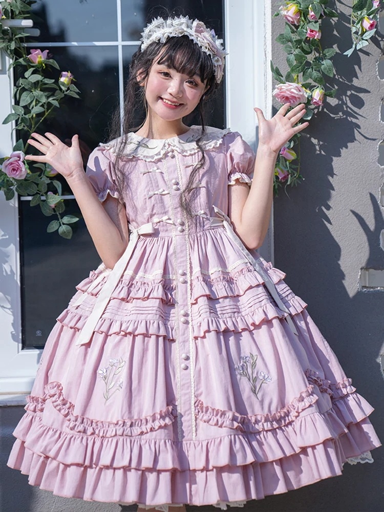 【激安本日限定】ロリータ ワンピースロリータ 女性 ロリータドレス プリンセス スイートガール 齢軽減 パストラルop 半袖ドレス 夏