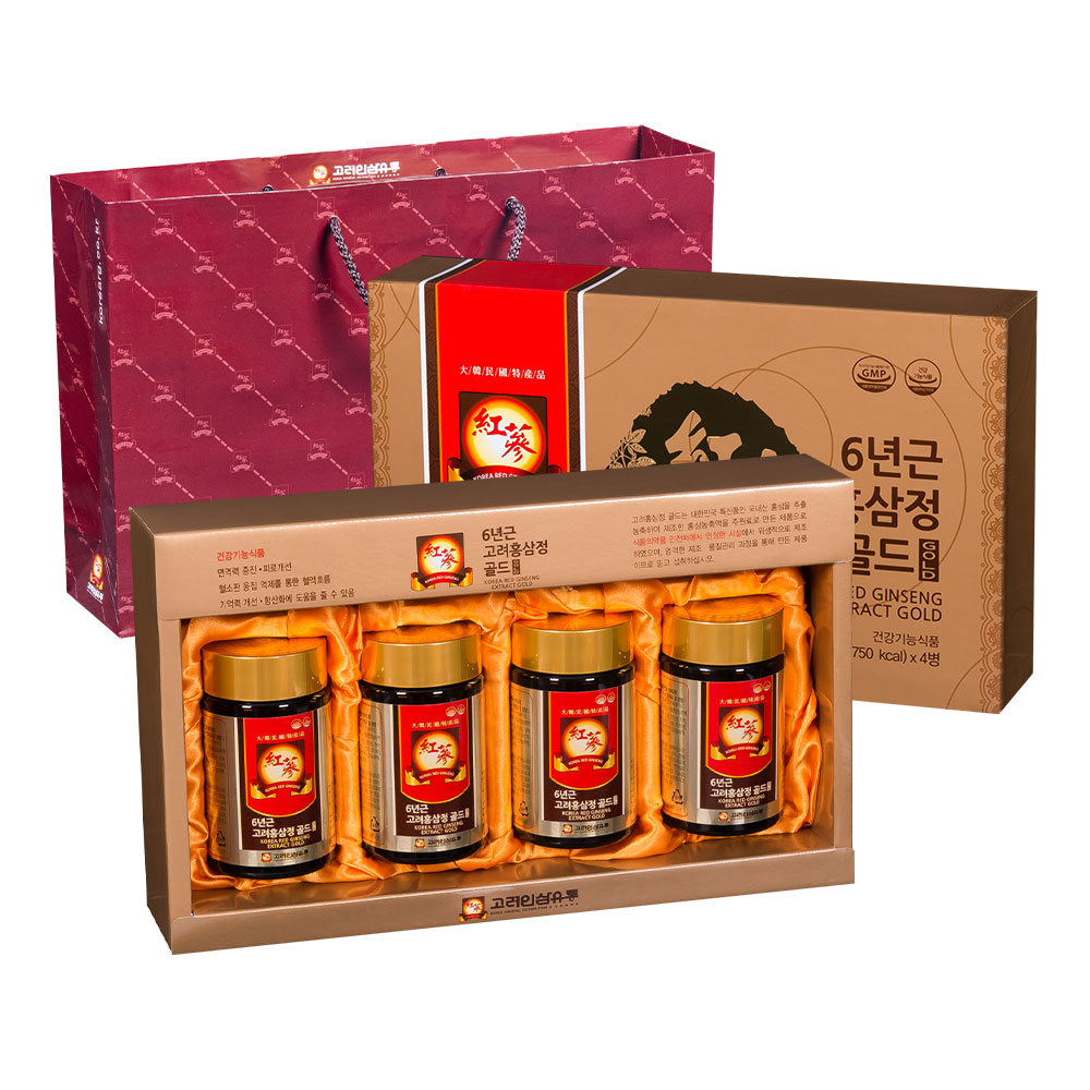 高麗人参流通6年根高麗紅参錠4本（250g）