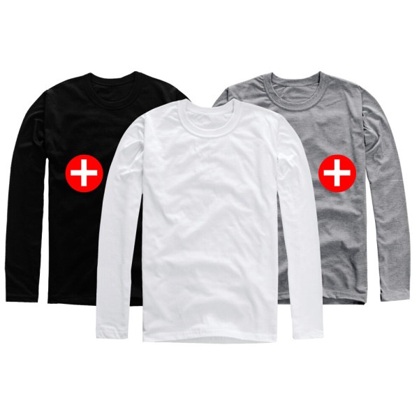 3枚1セット 長袖20番手 ラウンドTシャツ 3XL 綿Tシャツ 白Tシャツ 無地Tシャツ