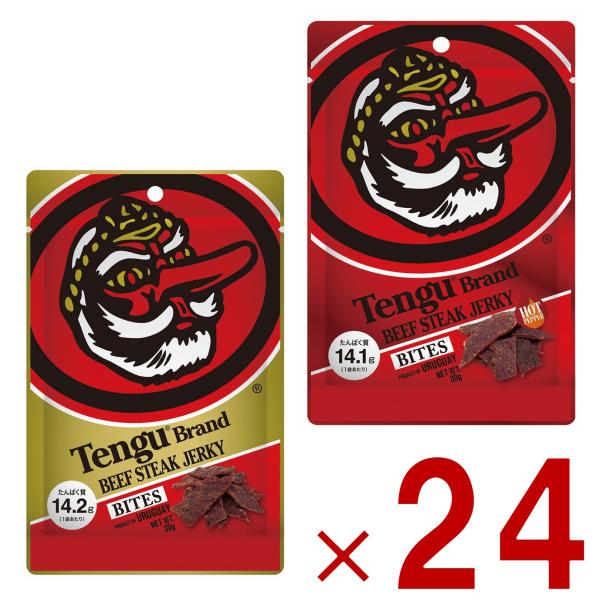 テング ビーフジャーキー バイツ レギュラー ホット 30g おつまみ 天狗 ビール プロテイン キャンプ お土産 日本酒 お酒 各24個