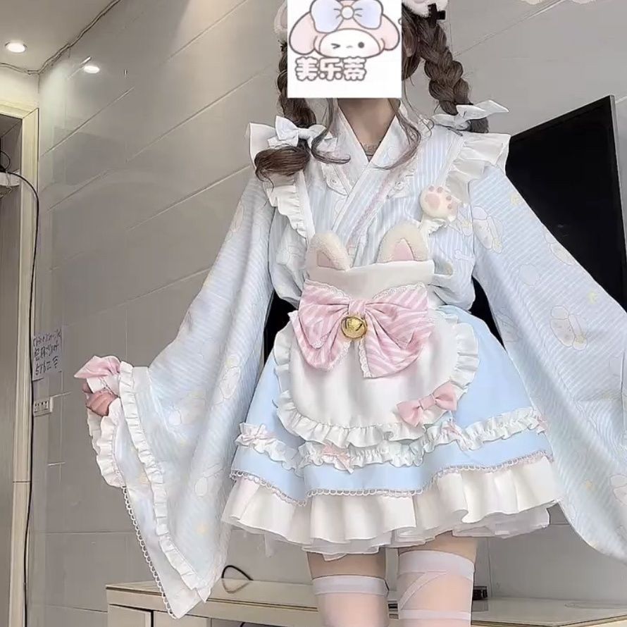 コスプレ ロリータ バブルガムデザイン 和風ロリータセットロリータメイド 可愛い子犬Loスカート ドレス 花嫁 茶会 4,708円