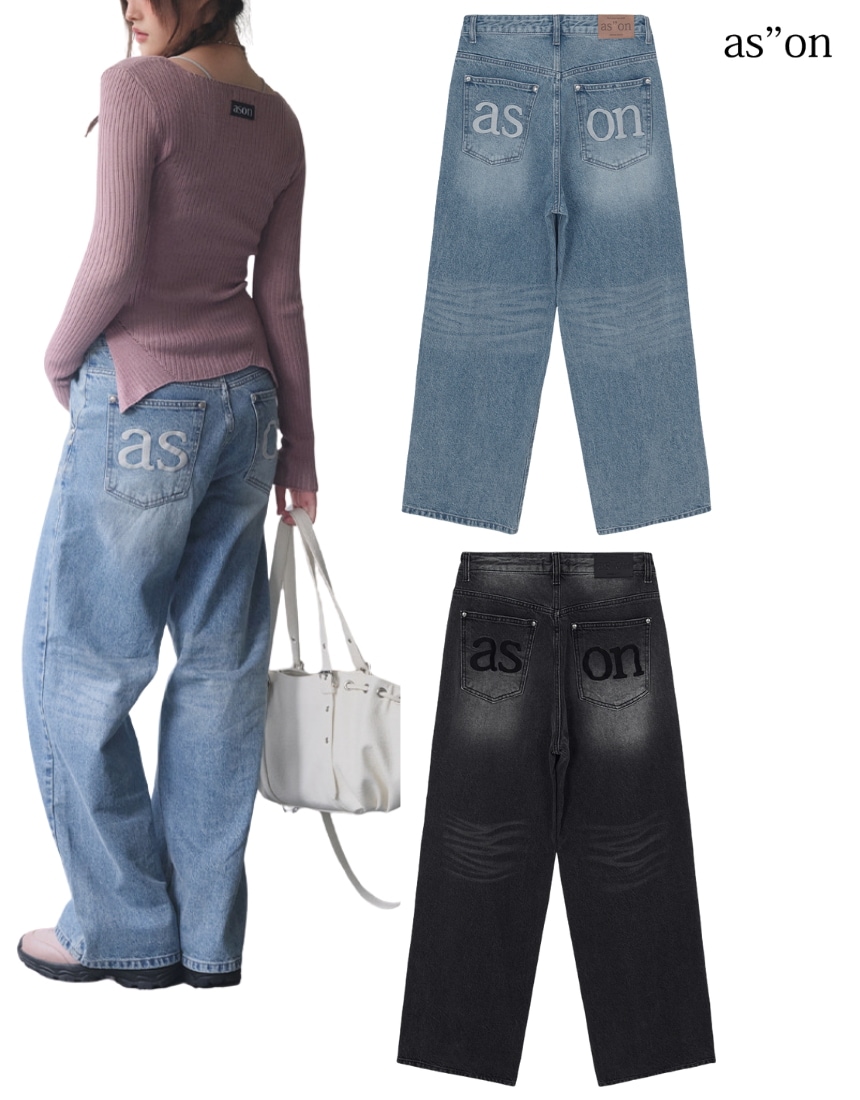 韓国限定 韓国人気 SNS 流行 トレンド ファッション 女性 ジーンズ Dusk Denim Pants (2カラー) - Black/Light Blue