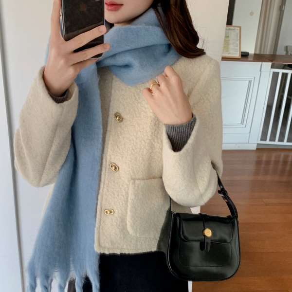 （キルティング裏地／お呼ばれコーデ／上品なムード） ブークレーツイードジャケット レディースアウター 韓国 アウター jk3022