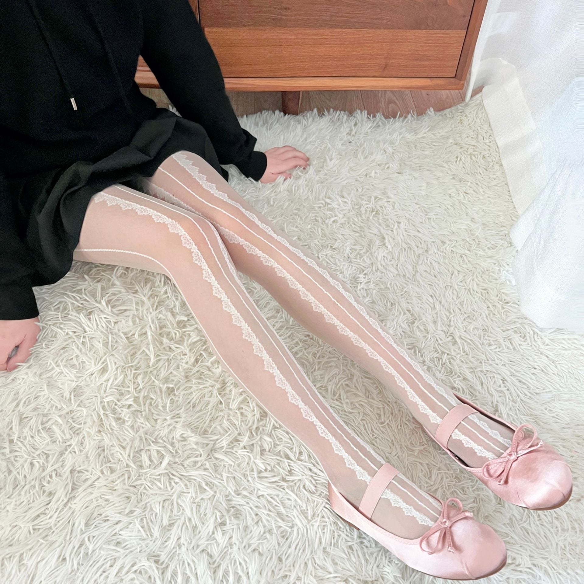 【1つ買うと10つ無料】春と夏のレトロなジャキュード薄いストッキングピュアと甘い色の靴下ビンテージソックス垂直縞模様のレースレースパンティホース 19,885円