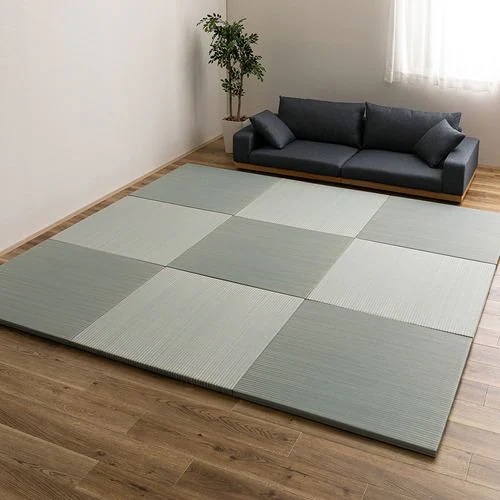 【メーカー直送品】萩原 【9枚組】ハイブリッド置き畳 綾瀬 約82×82×2.5cm ブルー