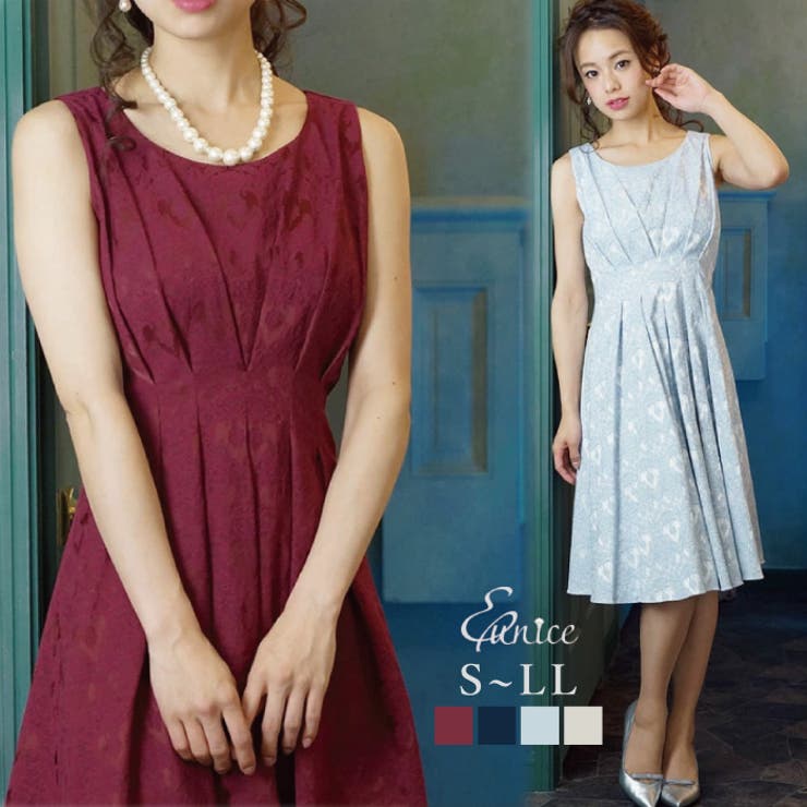 パーティードレス ミディアム丈 4色 結婚式 ワンピース ドレス ワンピ