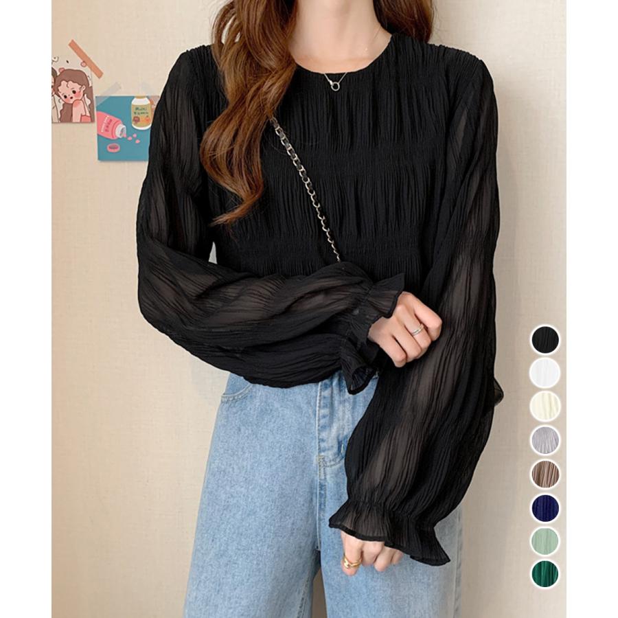 【急速出荷!】気質 韓国ファッション 長袖シャツ シャーリングブラウス 長袖トップス韓国風 5,105円