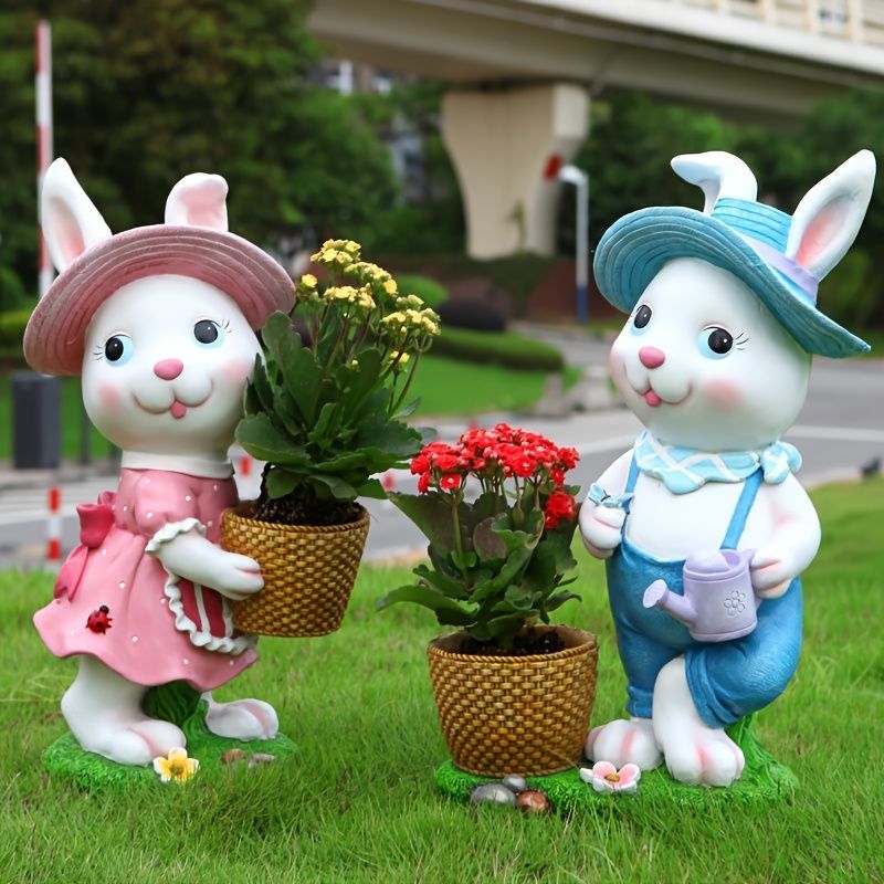 鉢植え 植木鉢 プランター プラントポット フラワーポット ガーデニング 樹脂 屋内 屋外 インテリア 庭 玄関 ウサギ うさぎ ラビット ブルー ピンク 多肉植物 サボテン ユニーク ギフト プレゼ