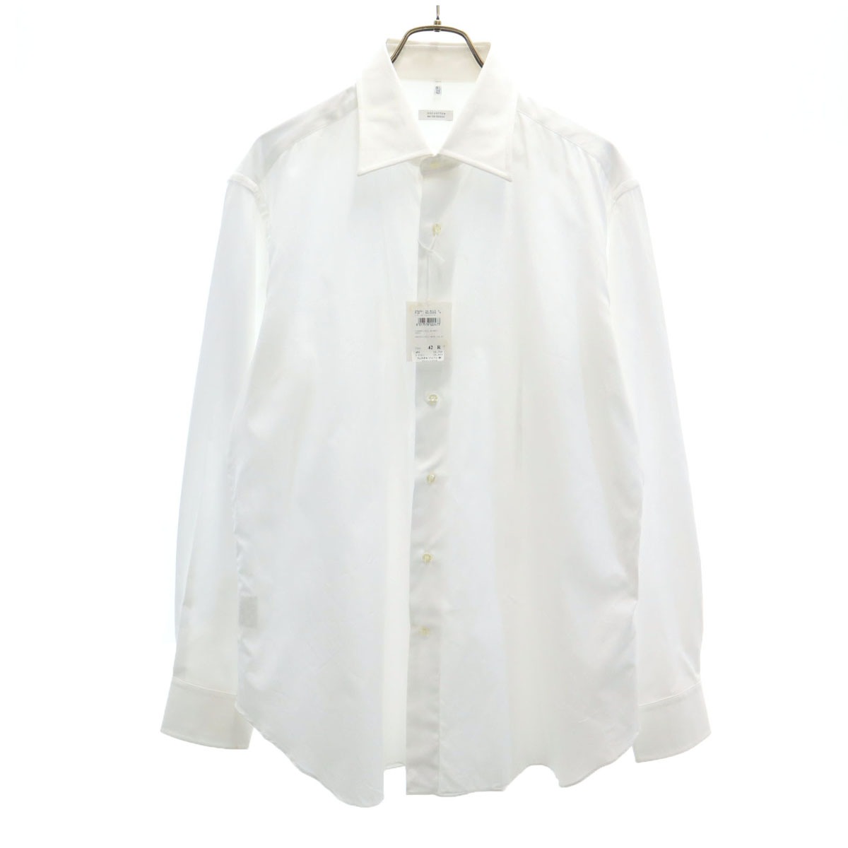 SalvatoreFerragamo サルバトーレフェラガモ ルーマニア製 長袖 コットンシャツ 42 ホワイト 元袋付き メンズ 古着