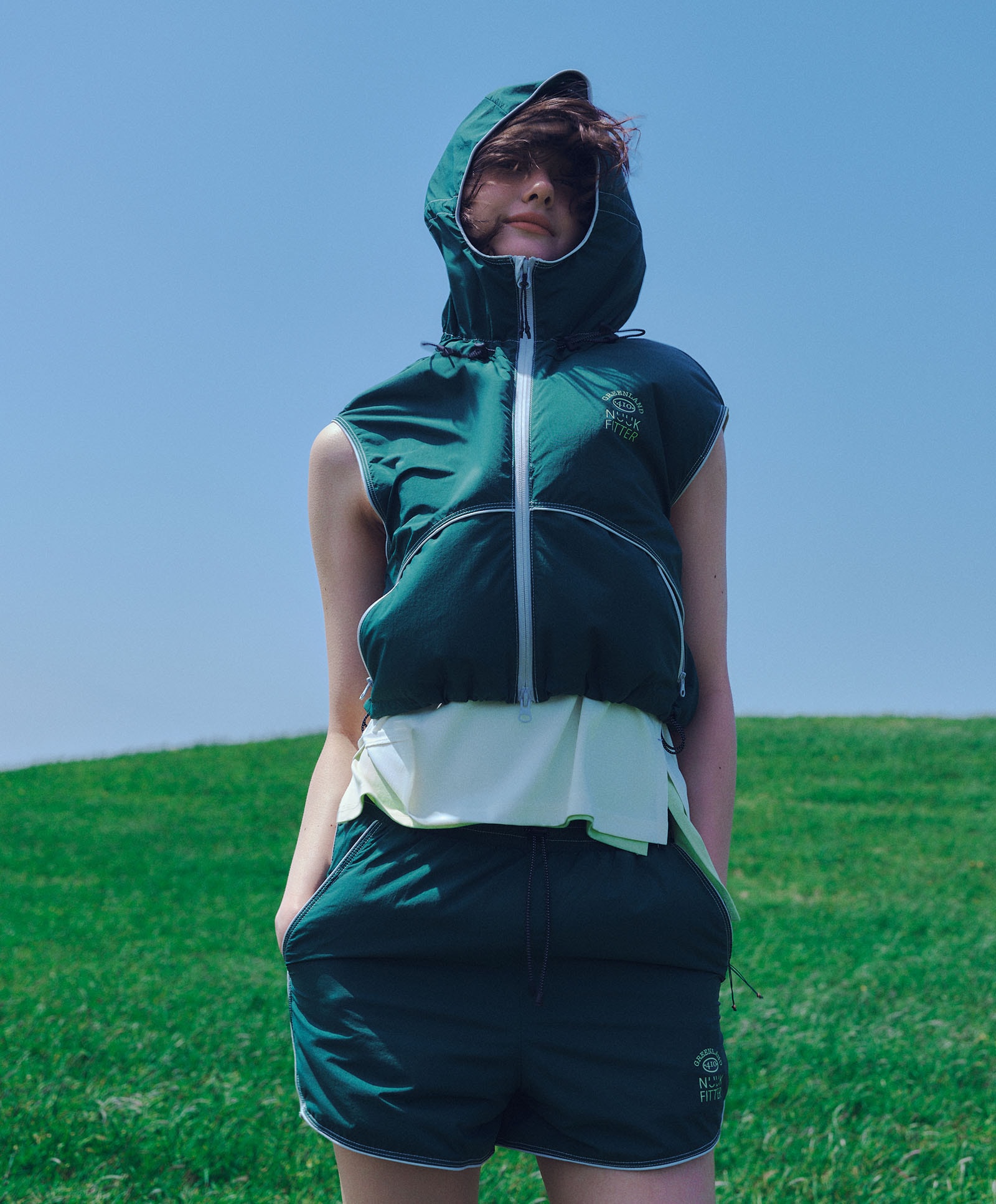 ICE-UP HOODIE VEST [GREEN]