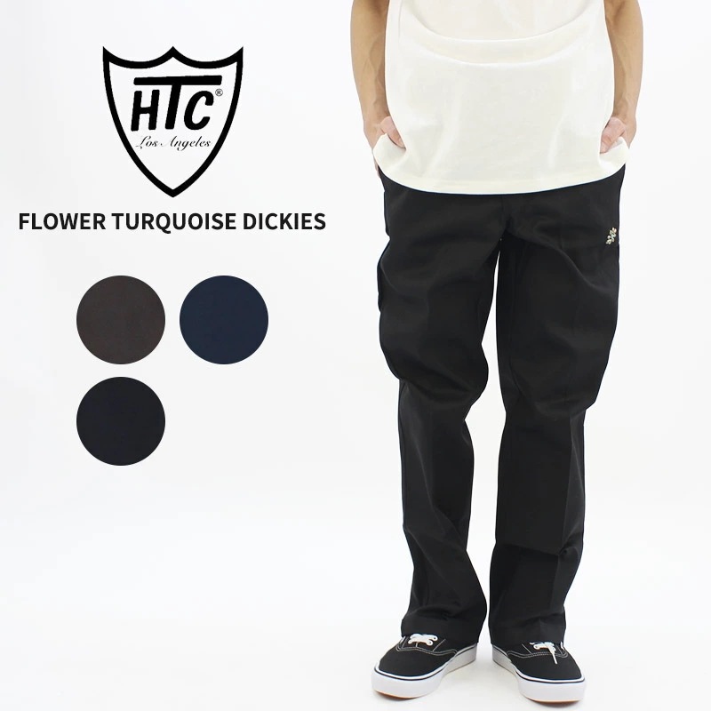 エイチティーシー メンズ ワークパンツ HTC ディッキーズ 874型 パンツ フラワー ターコイズ Flower Turquoise Dickies 793-4911001
