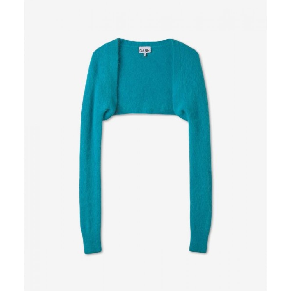 GANNI 女性用起毛加工アルパカボレロカーディガン-ブルー/K1854803
