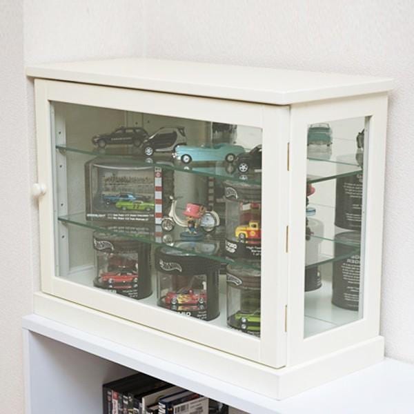 コレクションケース 背面鏡 ミラー 小さめ 小さいサイズ コレクションラック 棚 扉あり ワイド 横型 フィギュア 模型 おもちゃ フィギュアケース