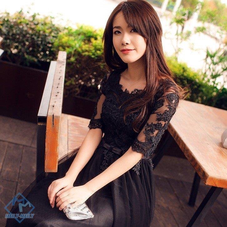 カラードレス 黒 安い 長袖 パーティードレス 演奏会 結婚式 aラインドレス 二次会 ロングドレス