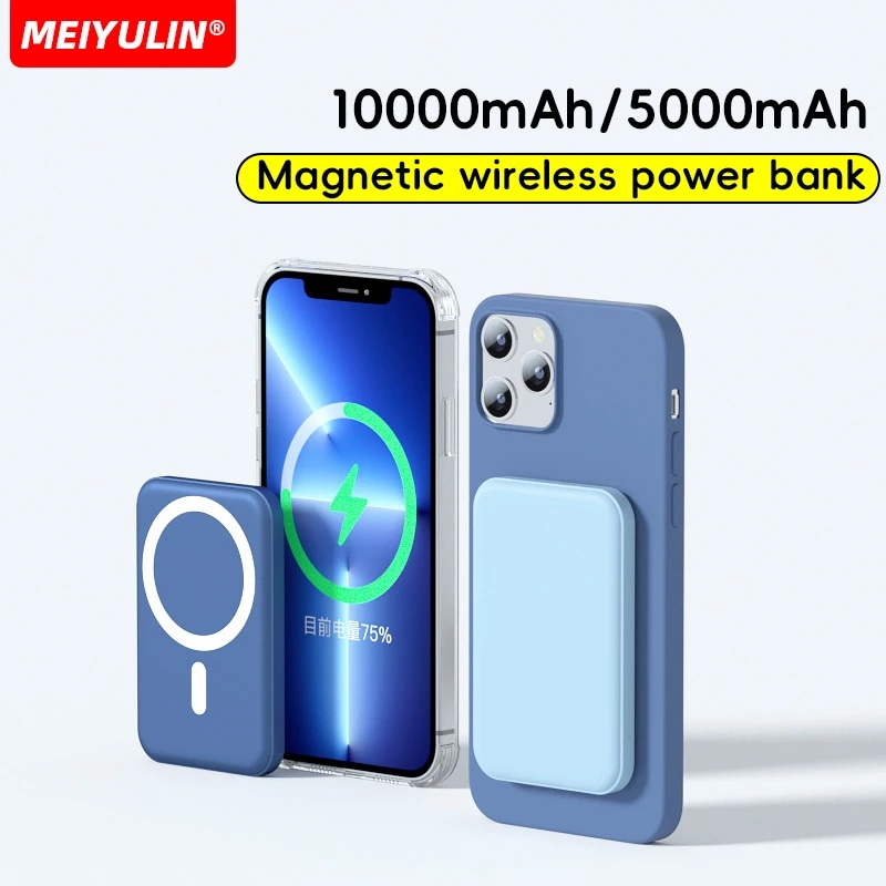 磁気ワイヤレスパワーバンク,10000mah,ポータブル,5000mah,USB C,急速充電,iPhone, Xiaomi, Samsung用の外部バッテリー - 509