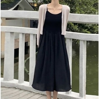 トップス カーディガン ショート丈 ミモレ丈 袖なし 袖あり ノースリーブ 長袖 細身 ストレート 2点セット ツーピース 無地 個性的 ブラック S 2XL 3XL こなれ感 レディース クール