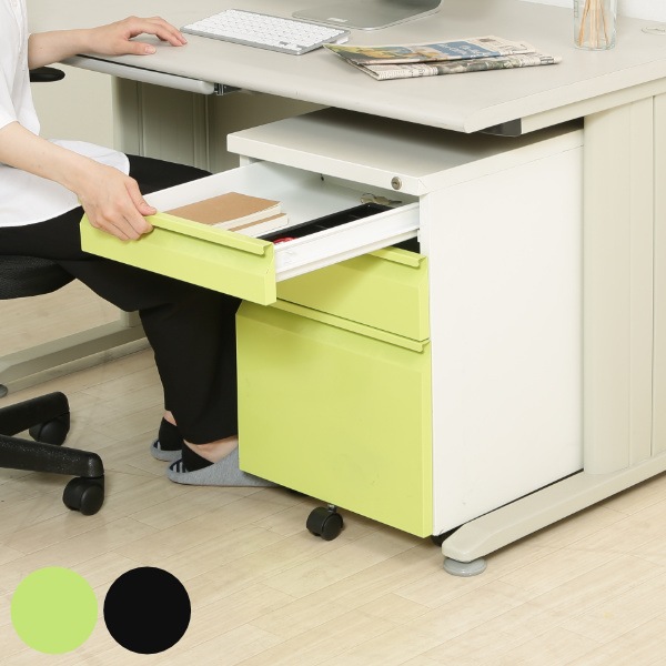 デスクワゴン 高さ59.5cm デスク キャビネット 引き出し 鍵付き サイドワゴン オフィスワゴン 3段 デスク下 サイドチェスト 脇机 完成品 キャスター付き オールロック デスクチェスト