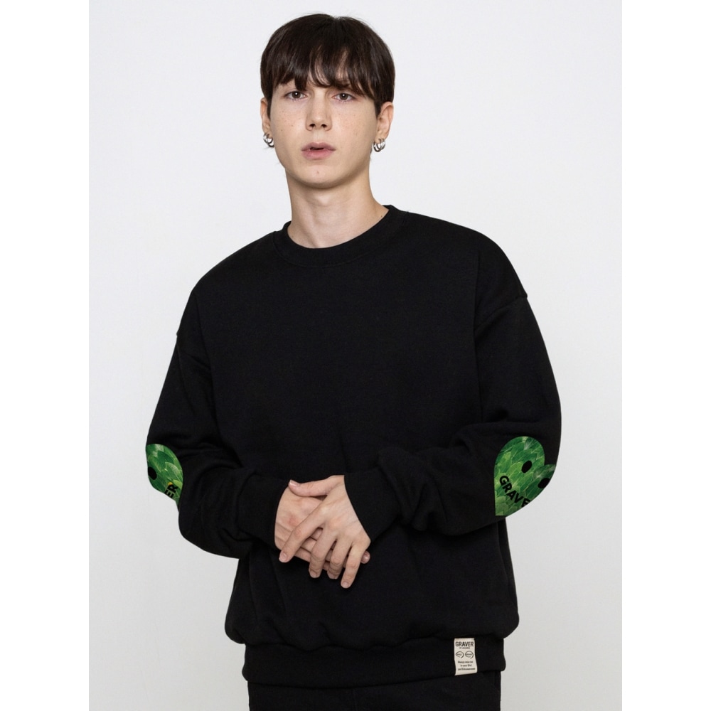 GRAVER エルボーリーフスマイルハートマンツーマン5color