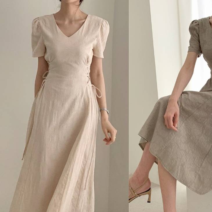 ワンピース ベージュ 即納 グレー レースアップ レディース 30代 40代 2256396 6,761円