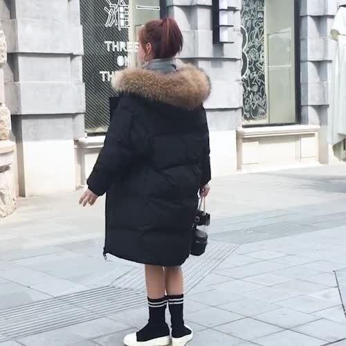 韓国ファッション 新品 大人気 大きな毛皮の襟 コットンコート ゆったり bfジャケット 女 5,242円