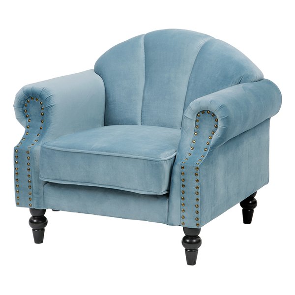 ソファ 一人掛け ライトブルー 幅83×奥行73×高さ73cm エレガント ルコ1P-LBL