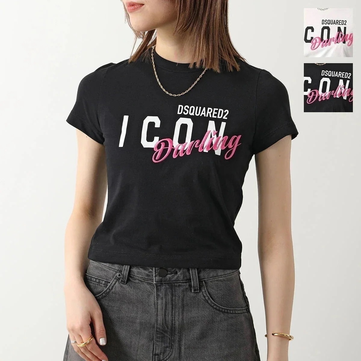 DSQUARED2 ディースクエアード Tシャツ ICON DARLING MINI FIT S80GC0064 S24668 レディース 半袖 カットソー ロ