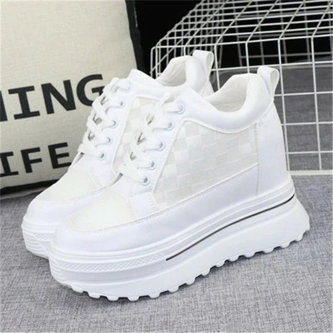 ブラック/ホワイト 10cmヒール　レディーススニーカー　インヒール　厚底　ローカット　カジュアル　レディース　スニーカー　女の子　運動　靴　シューズ　女性　春 夏 秋 冬　新作