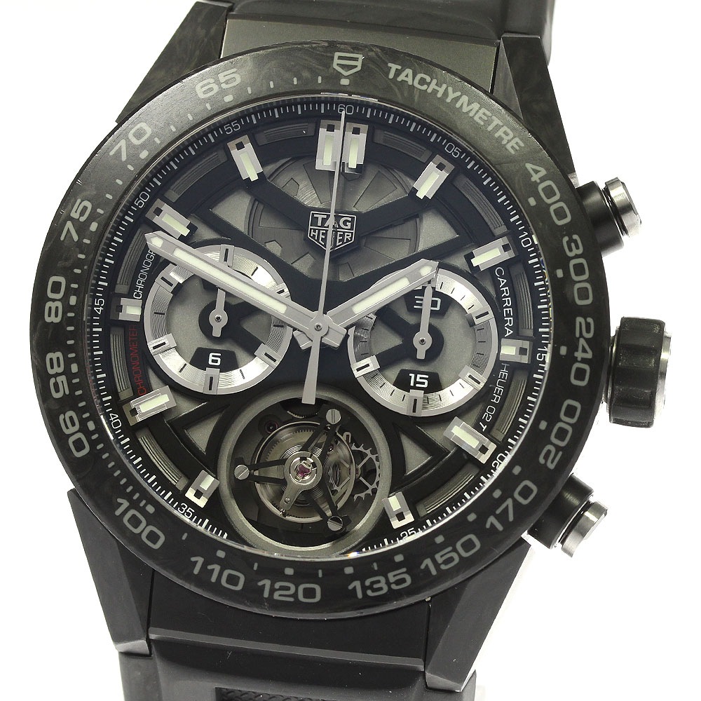 タグホイヤー TAG HEUER CAR5A8W カレラ ホイヤー02T トゥールビヨン クロノグラフ 自動巻き メンズ 良品 箱保証書付き_806456【中古】