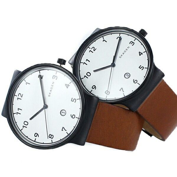 ペア収納BOX付き！スカーゲン 時計 ペアウォッチ アンカー シンプル スリム 白文字盤 ブラウンレザー レトロ SKW6297SKW6297 誕生日プレゼント ポイント消化