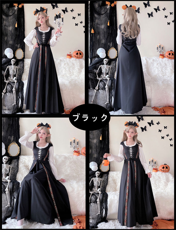 【送料無料】パーティードレス クリスマスコスプレ衣装 ハロウィンコスプレ衣装 レディース 暗黒 ヨーロッパ風 欧風