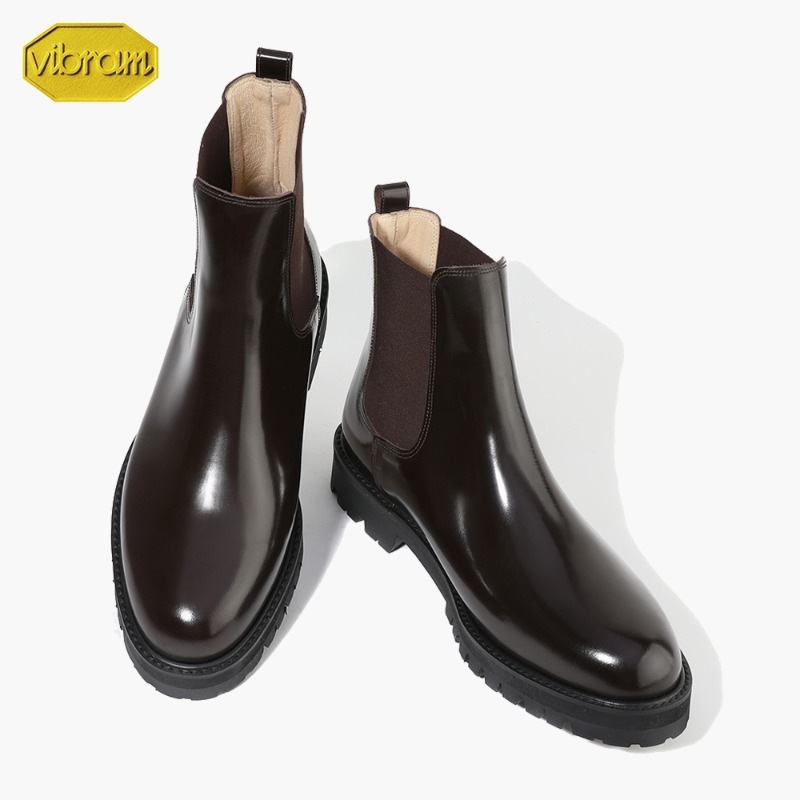 メンズ ビブラムソール 本革プレーントウ チェルシーブーツ レザー ショートブーツ 背高靴 BBR 24,017円