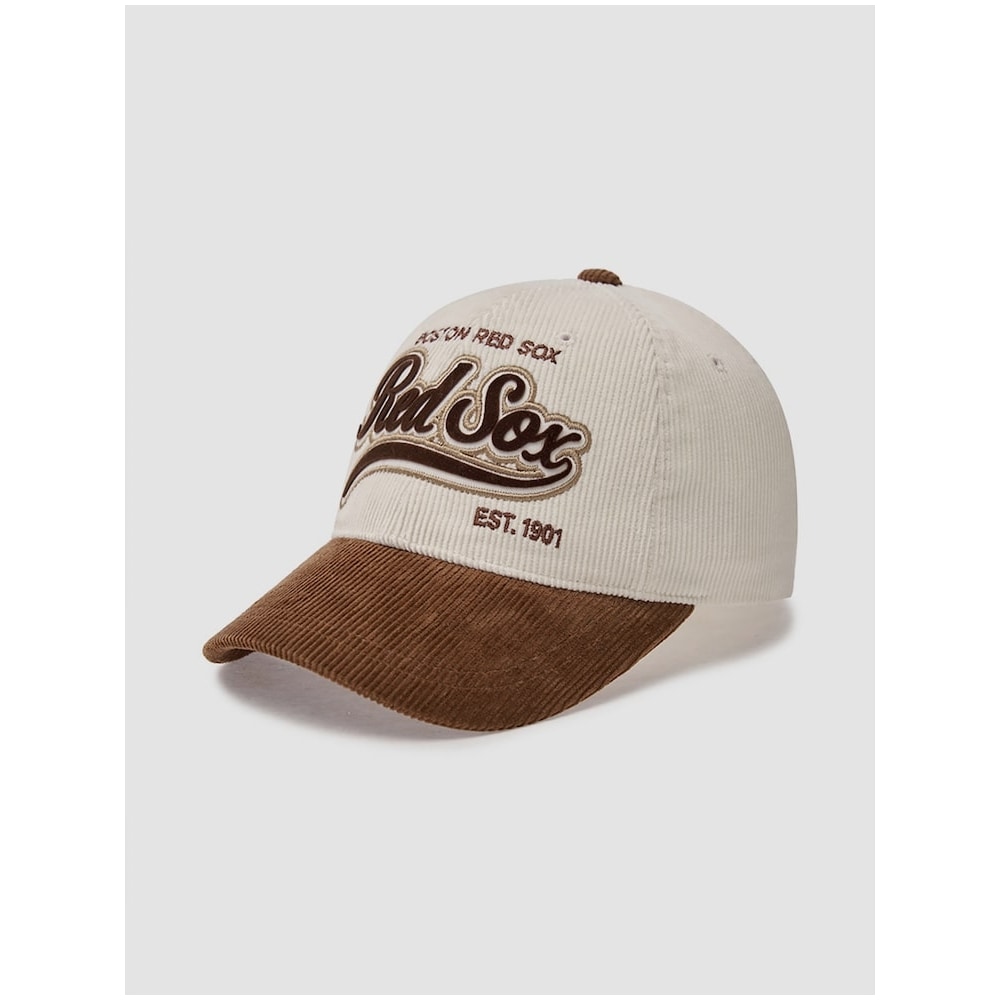 MLB バーシティコーデュロイレタリングカラーボールキャップ BOS (L. ブラウン) QHHC3ACPVC146-43BRL