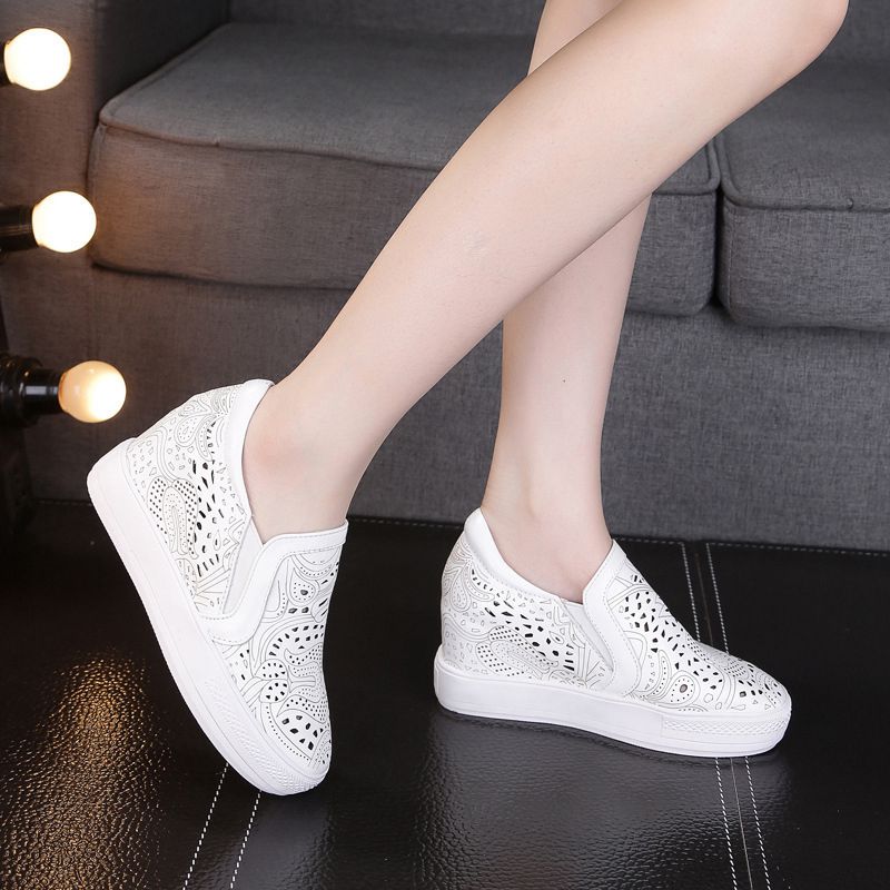 あす楽 インヒールスニーカー　本革 痛くない レディース 走れる 白　ホワイト スニーカー ウェッジソール スリッポン インヒールスリッポン インヒール インヒールスニーカー スニーカー 楽ちんスリッ