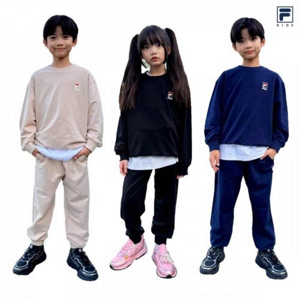フィラキッズ ベーシック スモールロゴ 半袖+トレーナー+ジョガーパンツ セット-FK2FSG3B01X