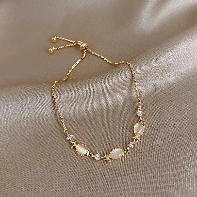 25福袋lucky boxブレスレット 腕輪 魚 キャッツアイ バングル 腕飾り ゴールド 女性用 ギフト プレゼント 可愛い