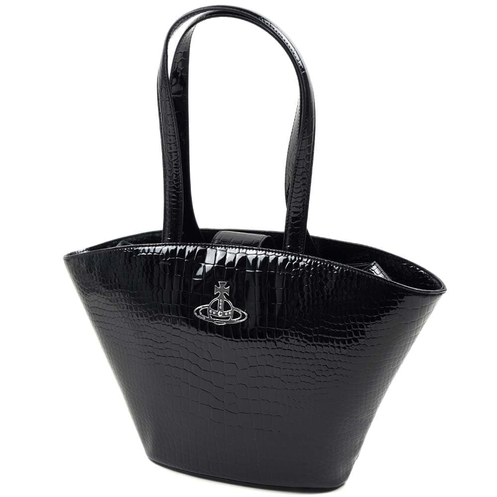 ヴィヴィアンウエストウッド トートバッグ Vivienne Westwood HANDBAG JOHANNA SMALL CURVED TOTE BAG BLACK 42010086 02094 N2
