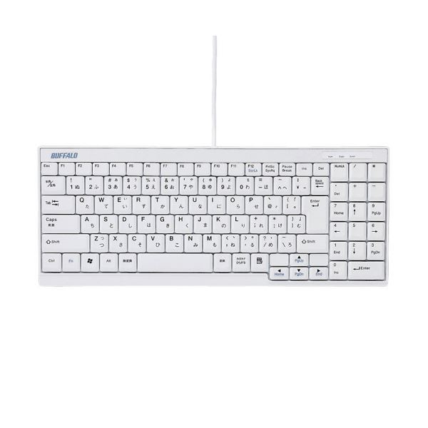 （まとめ）バッファロー USB接続有線スリムキーボード ホワイト BSKBU14WH 1台 [x5]