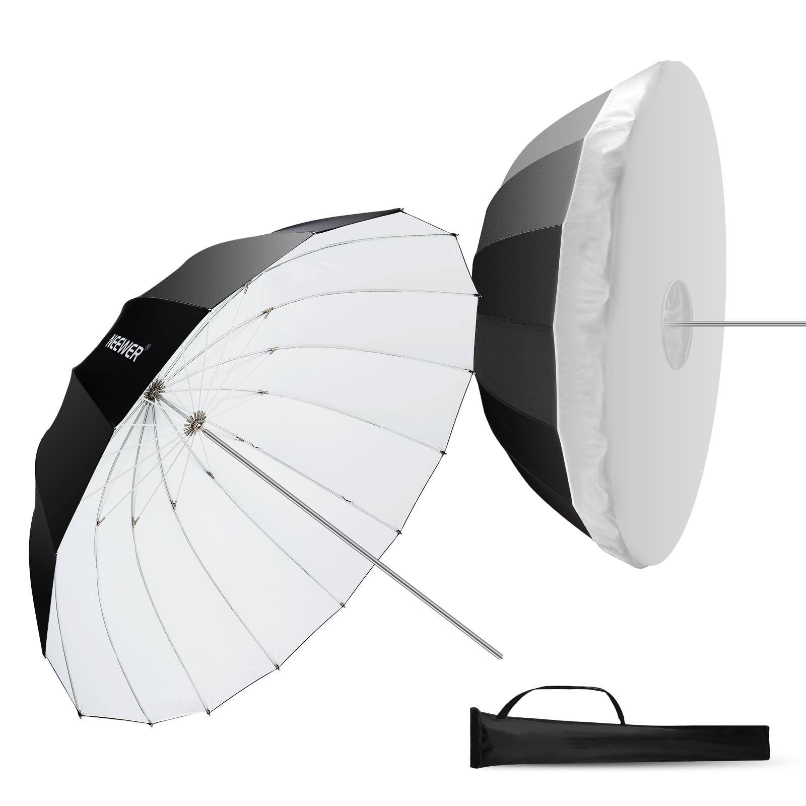 NEEWER 51"/130cm パラボラ反射アンブレラ 撮影写真用アンブレラ ホワイトインナー/ディフューザーカバー/バッグ付き 柔らかな照明 クイック折りたたみ カメラ/フォトスタジオ/ビデオライ
