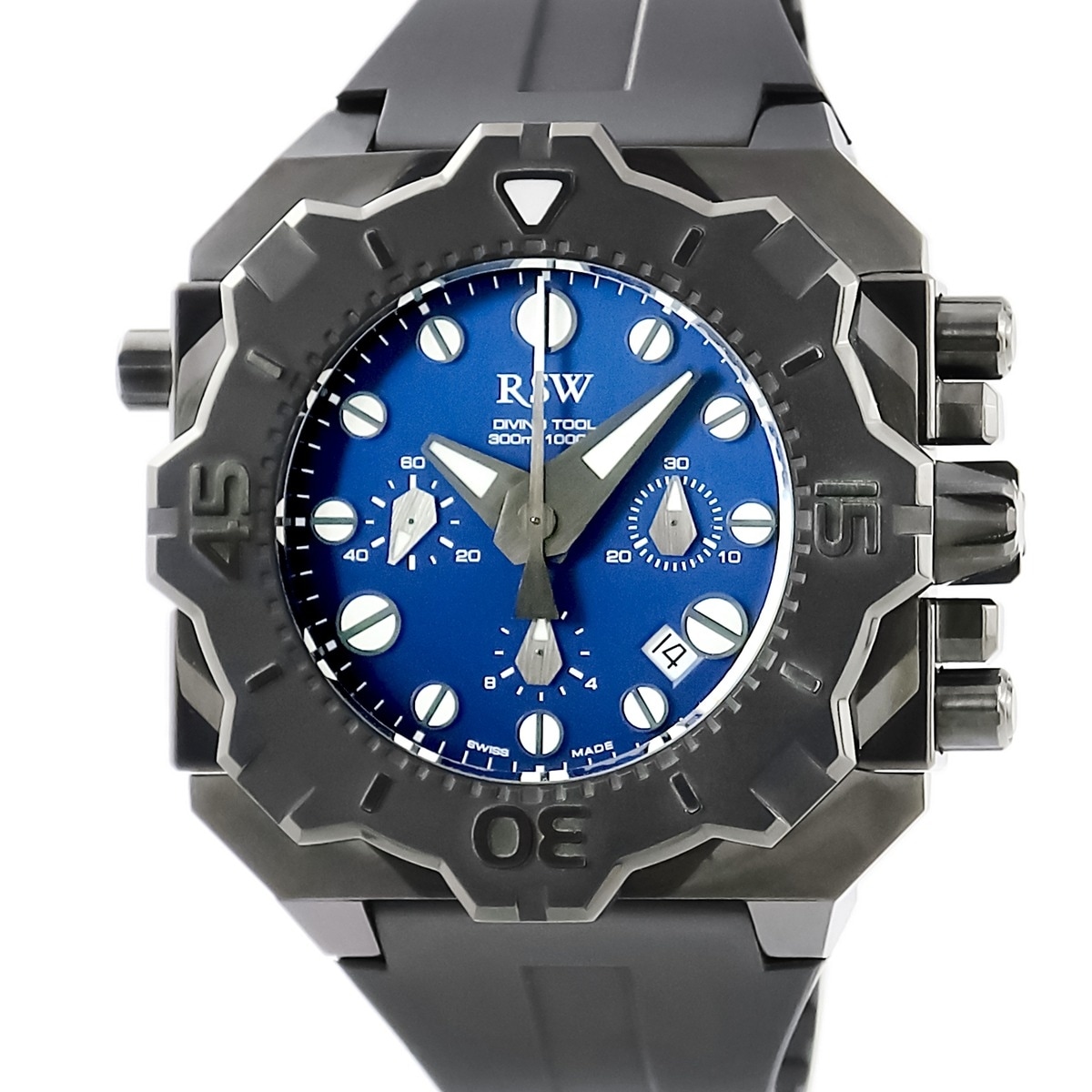OH済 ダイビングツール バルジュー クロノ 4050.1.R.3.00 自動巻き メンズ 新同品 ブルー ブラックPVD加工 3年保証