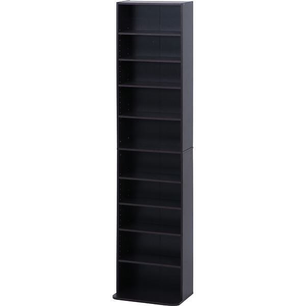 CDDVD（収納ラック/本棚） 10段 ブラウン 幅42cm 奥行190280cm 転倒防止機能付き 什器 書斎 オフィス