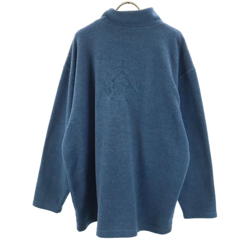 80s 90s オールド シンガポール製 万国旗タグ バックプリント 長袖 フリース カットソー M ブルー メンズ