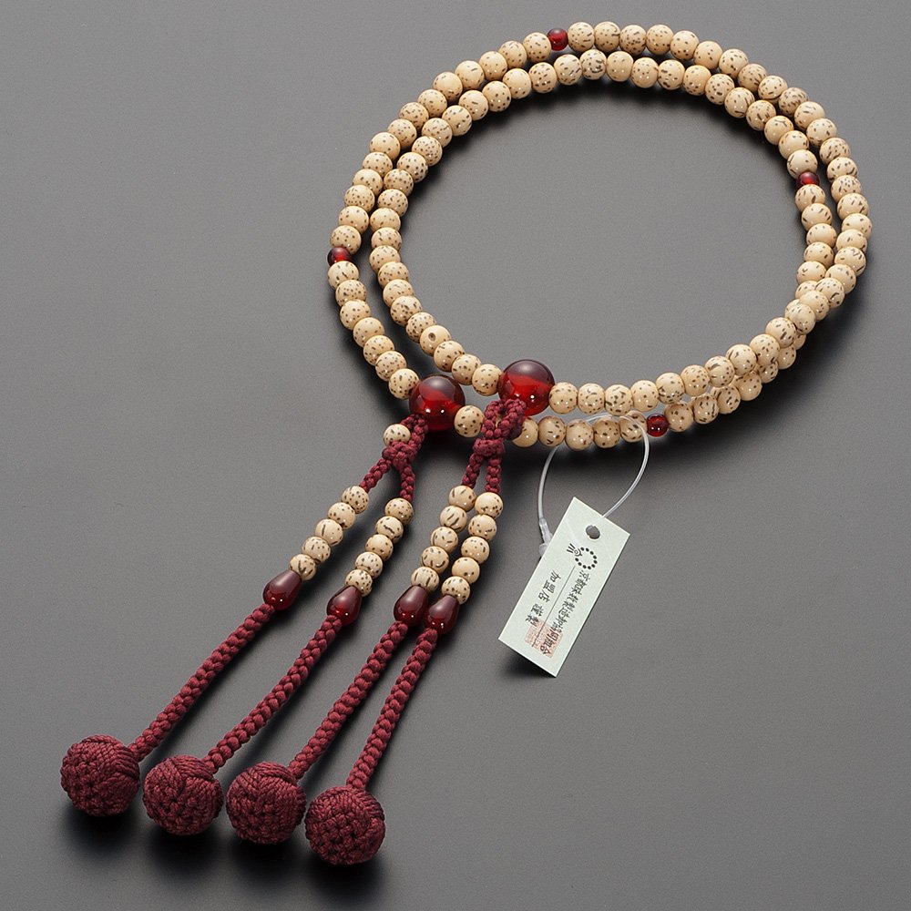 仏壇屋 滝田商店 数珠 真言宗 本式数珠 【女性用】星月菩提樹 瑪瑙(メノウ)仕立 8寸 正絹華梵天房京念珠・本連数珠・二輪数珠・振分・正式数珠【滝田商店発行 京念珠製造師製作証明書付】