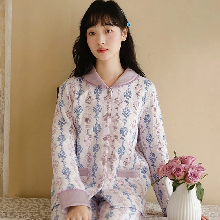 ルームウェア 部屋着 セットアップ パジャマ レディース 綿 上下セット 冬 長袖 前開き 厚手 暖かい 春 秋 大きいサイズ 保暖 おしゃれ 可愛い かわいい 寝間着 寝巻き 婦人 女性用 彼女 妻