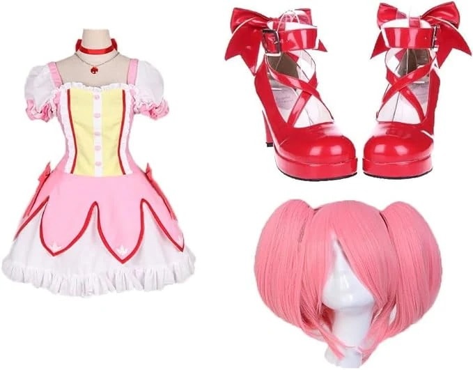 法少女まどかマギカまどマギ 鹿目まどか コスプレ衣装+ウィッグ+靴