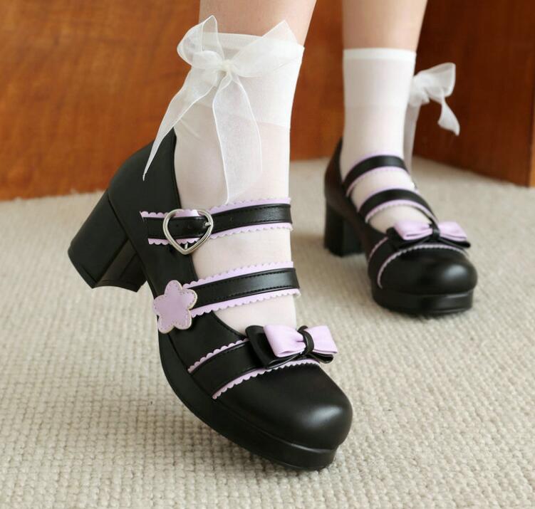 【新作登場 最安値】ロリータ靴 レディース 靴 美脚 ロリータ 可愛い かわいい Lolita コスプレ靴 お出かけ お揃い 文化祭 お茶会 20cm-26cm