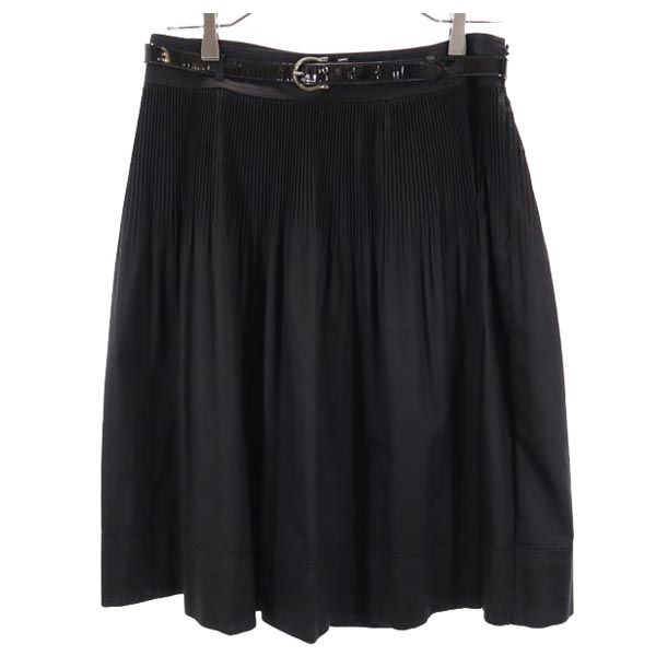 日本製 三陽商会 ミニ丈 ギャザースカート 40 ブラック系 レディース
